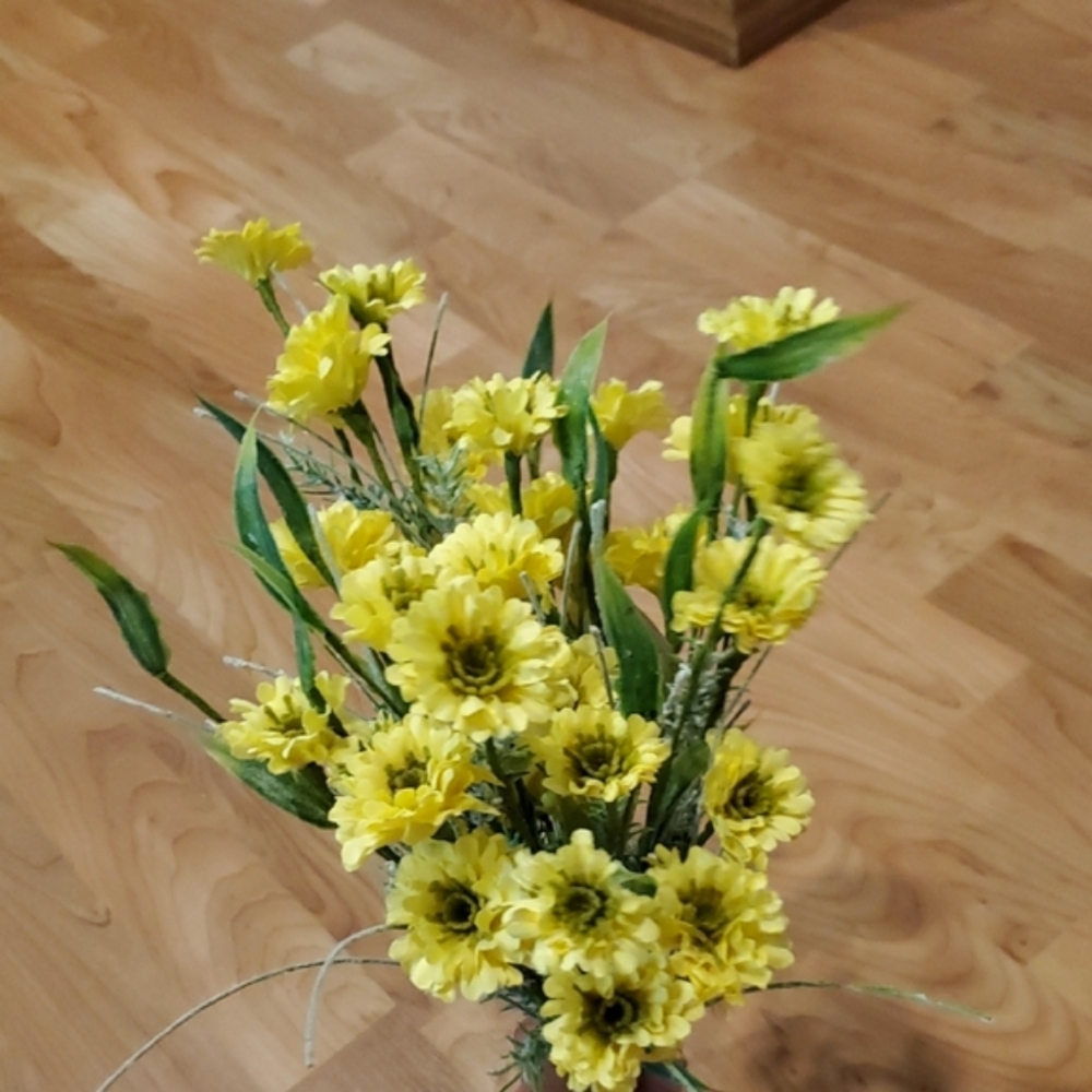 Yellow Faux Florals with Green Stems